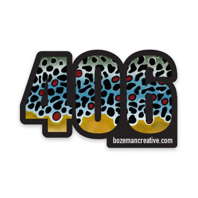 Fly Fishing^ 406 Montana Brown Trout Sticker Sticker - Your Premium Fishing Gear Store Rods Lines Baits Accessories