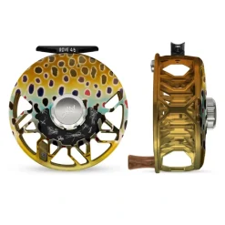 Fishing Line^ Abel ROVE Reel 4/6 Native Brown, Platinum Drab Knob and Freshwater Flies Engraving with Walnut Handle - Your Premium Fishing Gear Store Rods Lines Baits Accessories