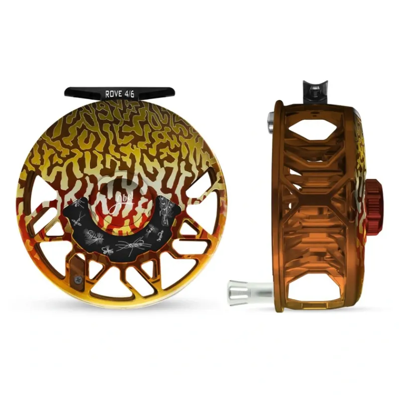 Fishing Line^ Abel ROVE Reel 4/6 Tiger Trout, Freshwater Flies Engraving with Platinum Handle - Your Premium Fishing Gear Store Rods Lines Baits Accessories