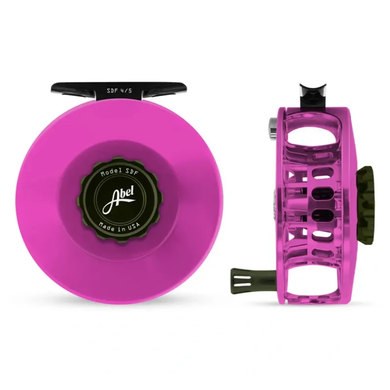 Fishing Line^ Abel SDF Reel 4/5 Pink, Deep Green Drag Knob with Deep Green Handle - Your Premium Fishing Gear Store Rods Lines Baits Accessories