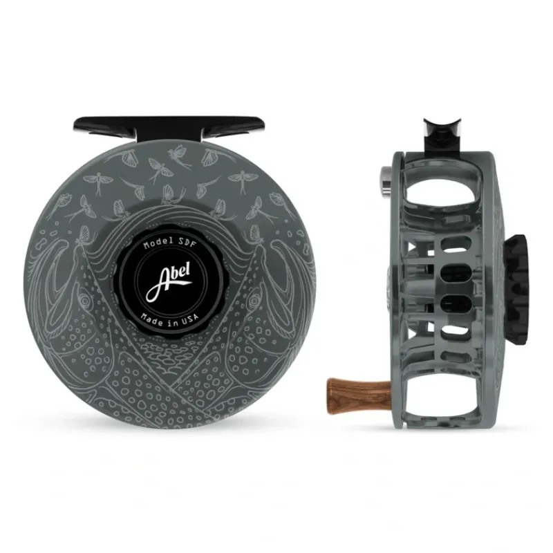 Fishing Line^ Abel SDF Reel 5/6 Underwood Mayfly Furry Slate Grey with Walnut Handle - Your Premium Fishing Gear Store Rods Lines Baits Accessories