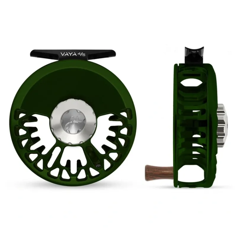 Fishing Line^ Abel Vaya Reel 4/5 Deep Green, Platinum Drag Knob with Rosewood Handle - Your Premium Fishing Gear Store Rods Lines Baits Accessories