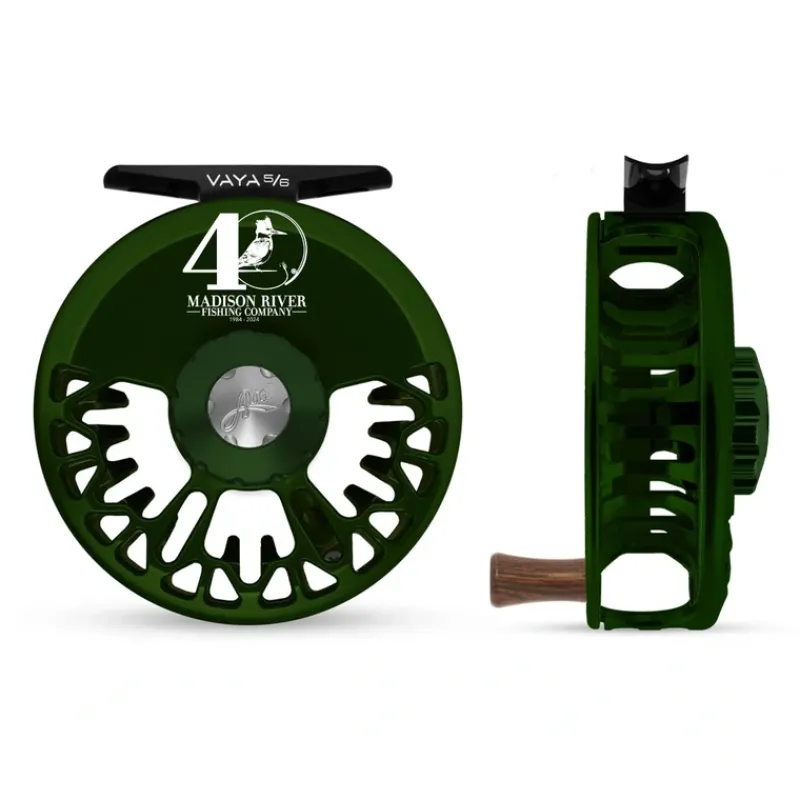 Fishing Line^ Abel Vaya Reel 5/6 40th Logo Deep Green with Rosewood Handle - Your Premium Fishing Gear Store Rods Lines Baits Accessories