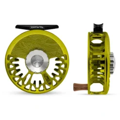 Fishing Line^ Abel Vaya Reel 5/6 Underwood On the Hunt Lime Green, Platinum Drag Knob with Walnut Handle - Your Premium Fishing Gear Store Rods Lines Baits Accessories