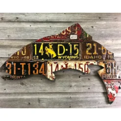 Fly Fishing^ Antique Mixed Western State Trout License Plate Art - Your Premium Fishing Gear Store Rods Lines Baits Accessories