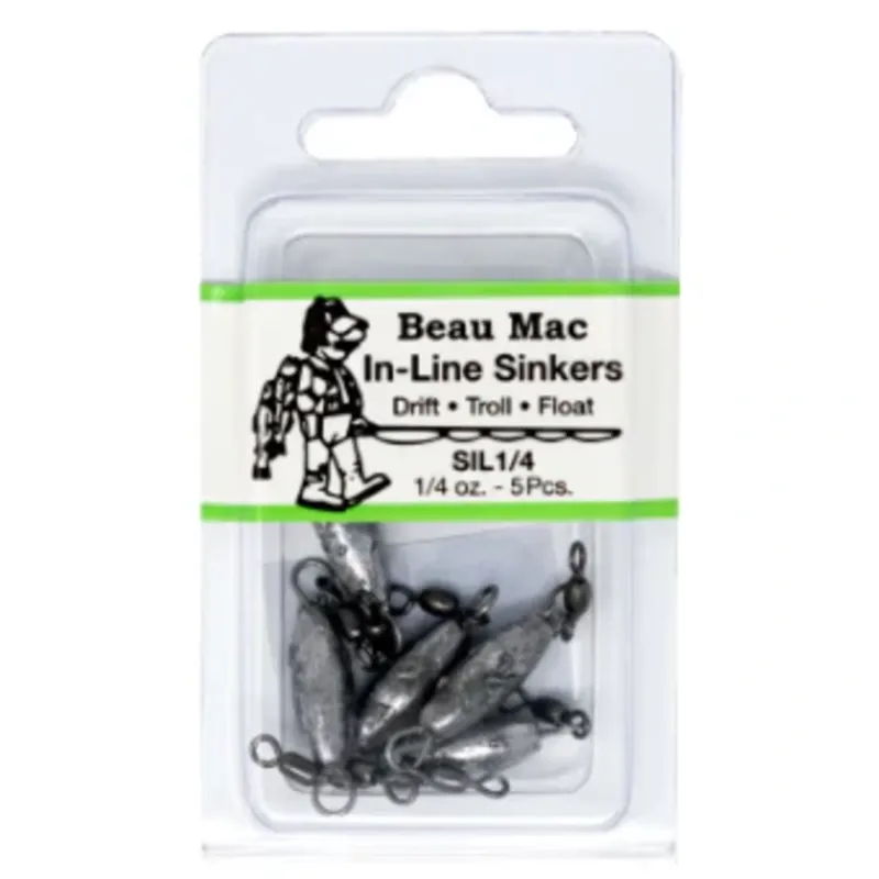 Fishing Line^ Beau-Mac Sinker In-Line W/Crane Swivels 1/4oz - Your Premium Fishing Gear Store Rods Lines Baits Accessories