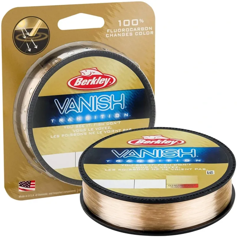 Fishing Line^ Berkley Vanish Transition Fluorocarbon Line Filler Spool, Clear Gold/Crimson Red - Your Premium Fishing Gear Store Rods Lines Baits Accessories