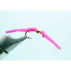 Fly Fishing^ BH Gummy Worm Pink #12 - Your Premium Fishing Gear Store Rods Lines Baits Accessories