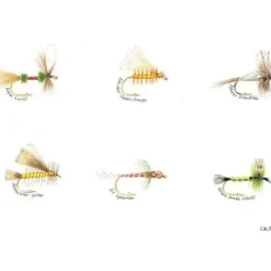 Fishing Line^ Caroline Price Art 6 Flies 10" x 14" Framed - Your Premium Fishing Gear Store Rods Lines Baits Accessories