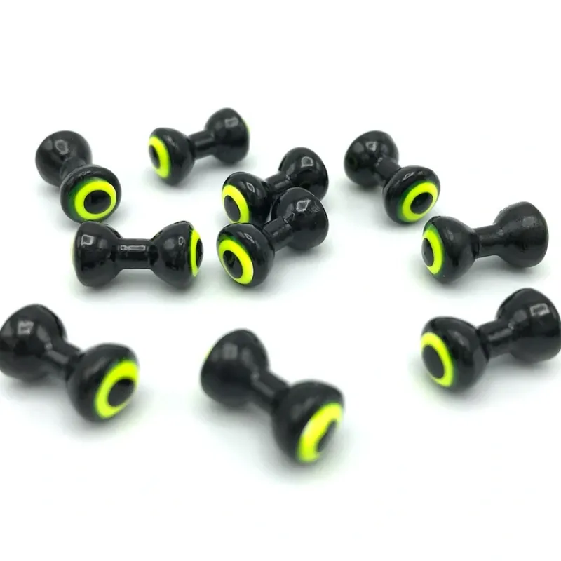 Fishing Line^ Double Pupil Lead Eyes - Black/Yellow Chartreuse - Your Premium Fishing Gear Store Rods Lines Baits Accessories
