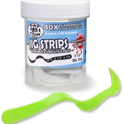 Shop All^ Fat Cow Jig Strips Eel Tail 3 1/2" X 3/8" Scented, Chartreuse - Your Premium Fishing Gear Store Rods Lines Baits Accessories