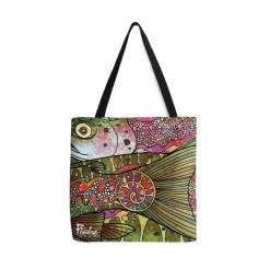 Fly Fishing^ FisheWear Troutrageous Rainbow Fabric Tote - Your Premium Fishing Gear Store Rods Lines Baits Accessories