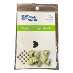 Fly Fishing^ FlyMen Fish-Skull Bandito Sculpin Head Olive - Your Premium Fishing Gear Store Rods Lines Baits Accessories
