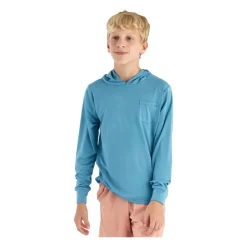 Fly Fishing^ Free Fly 40th Logo Youth Bamboo Shade Hoodie Bluestone - Your Premium Fishing Gear Store Rods Lines Baits Accessories