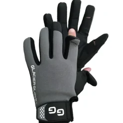 Fishing Line^ GlacierL Lt.Neoprene Glove Slt/Fng w/Imt Leather Palm, Lrg Black - Your Premium Fishing Gear Store Rods Lines Baits Accessories