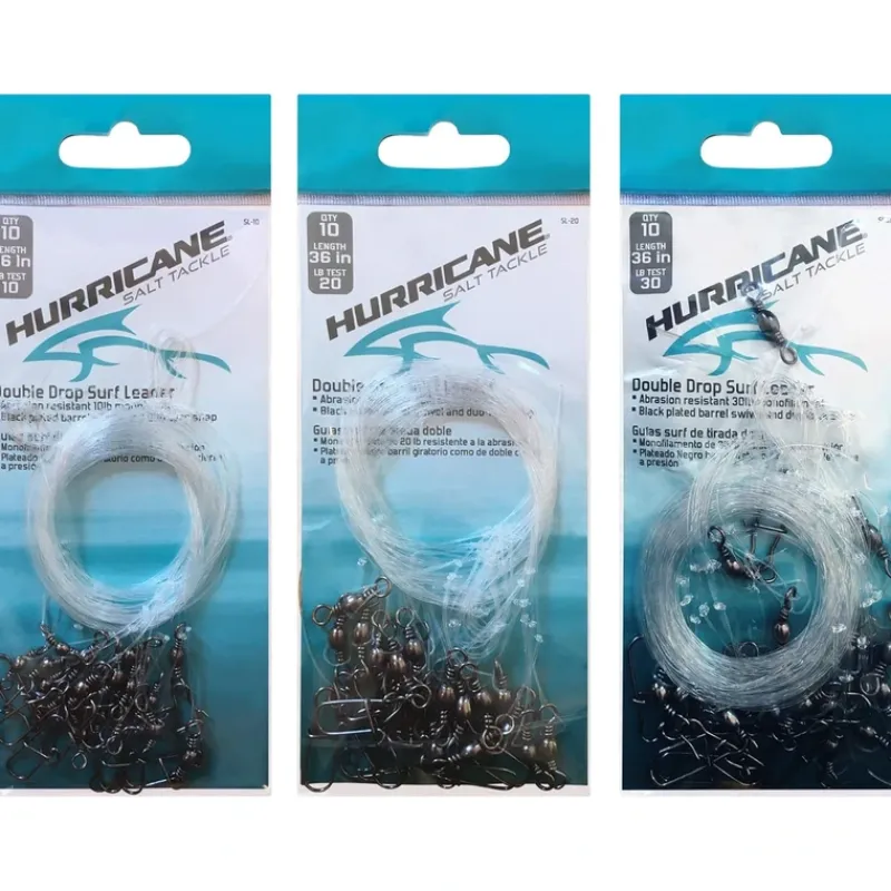Shop All^ Hurricane Surf Fishing Leader Bundle - 10 Pound Double Drop Surf Leader, 20 Pound Double Drop Surf Leader, and 30 Pound Double Drop Surf Leader - Your Premium Fishing Gear Store Rods Lines Baits Accessories