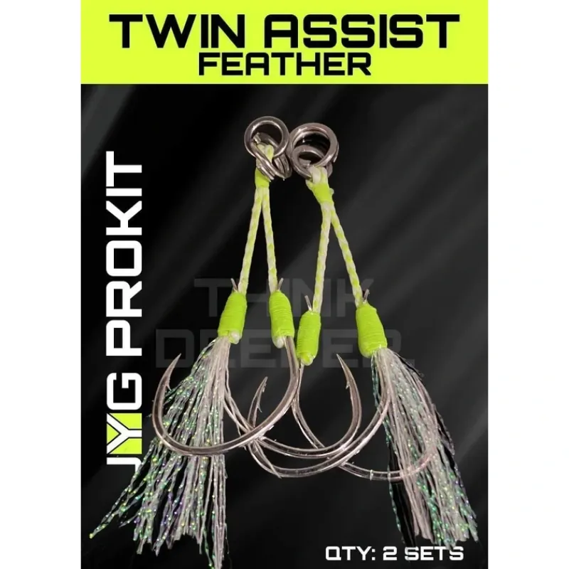 Shop All^ JYG Pro Fishing Twin Assist Hooks w/ Feather - Your Premium Fishing Gear Store Rods Lines Baits Accessories