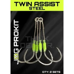 Shop All^ JYG Pro Fishing Twin Assist Hooks Steel- 4/0 - Your Premium Fishing Gear Store Rods Lines Baits Accessories