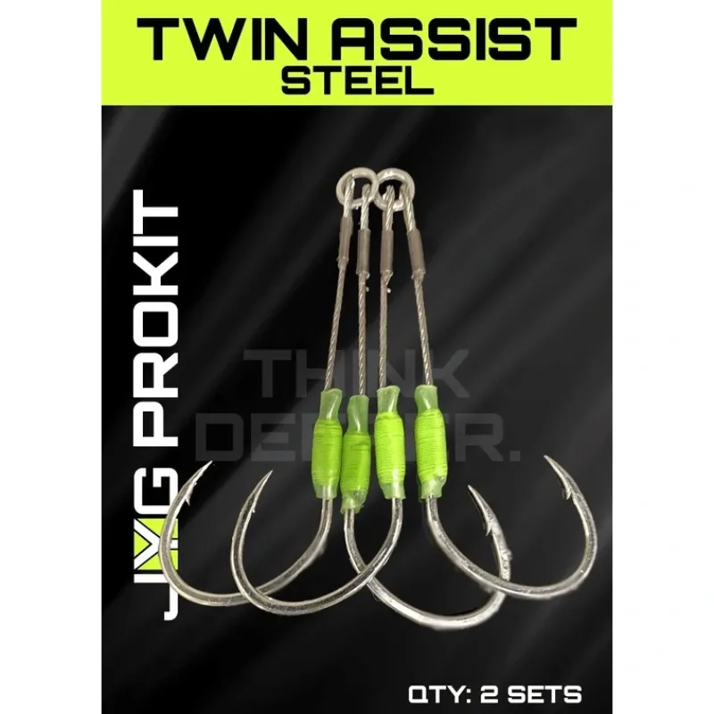Shop All^ JYG Pro Fishing Twin Assist Hooks Steel- 4/0 - Your Premium Fishing Gear Store Rods Lines Baits Accessories