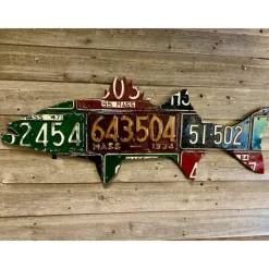 Massachusetts Striped Bass Antique License Plate Art - Your Premium Fishing Gear Store Rods Lines Baits Accessories* Store