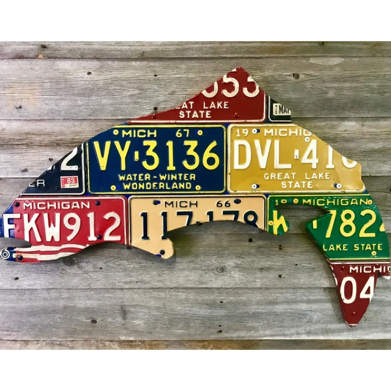 Michigan Vintage Trout License Plate Art - Your Premium Fishing Gear Store Rods Lines Baits Accessories* Fashion