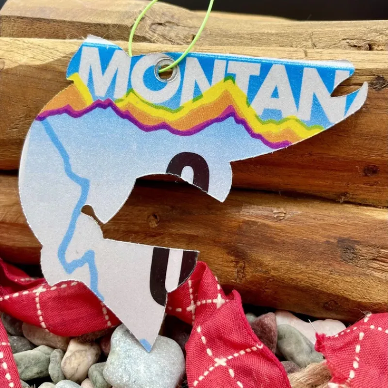 Montana Colorful Jumping Trout License Plate Christmas Ornament - Your Premium Fishing Gear Store Rods Lines Baits Accessories* Outlet
