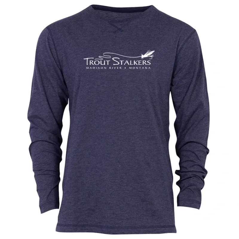 MTS Logo Slub L/S Crew Navy Heather - Your Premium Fishing Gear Store Rods Lines Baits Accessories* Flash Sale