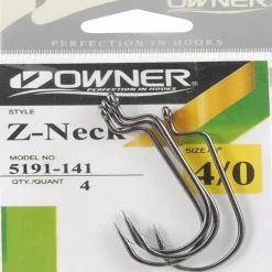 Owner 5191-141 Sz 4/0 All Purpose Worm Black Chrome Hooks 4 per Pack - Your Premium Fishing Gear Store Rods Lines Baits Accessories* Hot