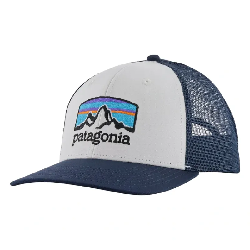Patagonia Fitz Roy Horizons Trucker Hat White w/New Navy - Your Premium Fishing Gear Store Rods Lines Baits Accessories* Best Sale