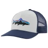 Patagonia Fitz Roy Trout Trucker Hat White w/New Navy - Your Premium Fishing Gear Store Rods Lines Baits Accessories* New