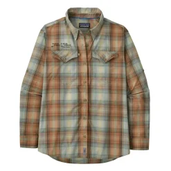 Patagonia Logo L/S Sun Stretch Shirt San Miguel: Oak White - Your Premium Fishing Gear Store Rods Lines Baits Accessories* Flash Sale