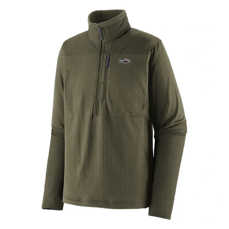 Patagonia L/S R1 Fitz Roy 1/4 Zip Basin Green w/Basin Green - Your Premium Fishing Gear Store Rods Lines Baits Accessories* Store