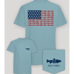 Pesca Muerta S/S Pocket T-Shirt 'Merica Foamy Blue - Your Premium Fishing Gear Store Rods Lines Baits Accessories* Cheap