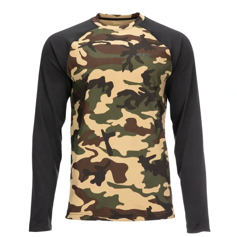 Simms Lightweight Baselayer Top Woodland Camo - Your Premium Fishing Gear Store Rods Lines Baits Accessories* Shop