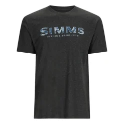 Simms Logo T-Shirt RC Neptune/Charcoal Heather - Your Premium Fishing Gear Store Rods Lines Baits Accessories* Cheap