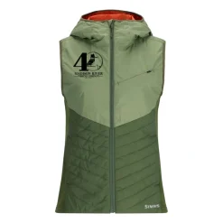 Simms 40th Logo Womens Fall Run Hybrid Hooded Vest Dark Clover/Riffle Green - Your Premium Fishing Gear Store Rods Lines Baits Accessories* Best