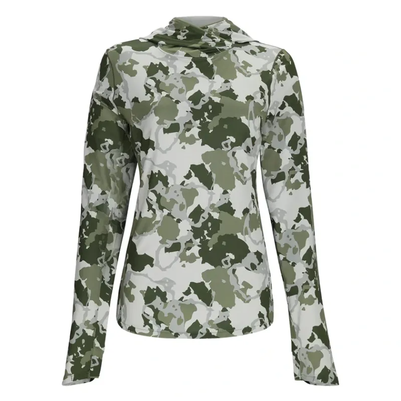 Simms Women's SolarFlex Hoody Regiment Camo Clover - Your Premium Fishing Gear Store Rods Lines Baits Accessories* Flash Sale