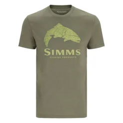 Simms Wood Trout Fill T-Shirt Military Heather Neon - Your Premium Fishing Gear Store Rods Lines Baits Accessories* Online