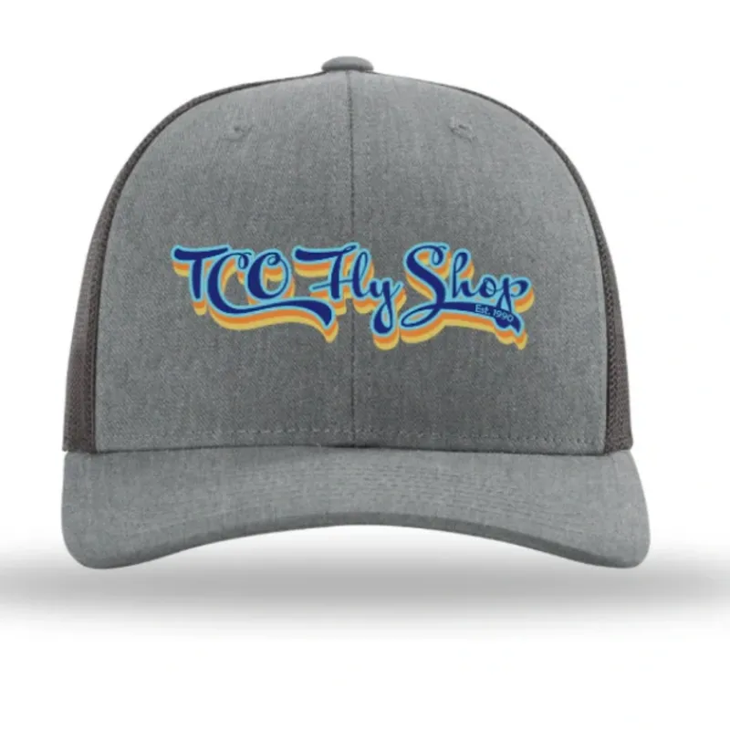 Fly Fishing^ TCO Fly Shop Hat Low Pro Trucker - Retro Logo - Your Premium Fishing Gear Store Rods Lines Baits Accessories