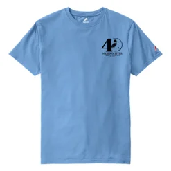 Shop All^ 40th Logo w/40th Chest Logo & on Back T-Shirt Heather Powder Blue - Your Premium Fishing Gear Store Rods Lines Baits Accessories