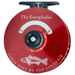 Fishing Line^ Tibor Everglades Reel Custom Red with Black with Redfish Engraving - Your Premium Fishing Gear Store Rods Lines Baits Accessories
