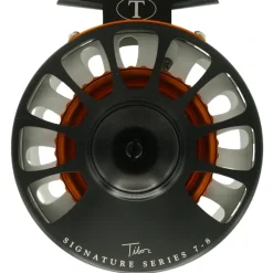 Fishing Line^ Tibor Signature Series Reel 7-8 Custom Frost Black with Orange Hub - Your Premium Fishing Gear Store Rods Lines Baits Accessories