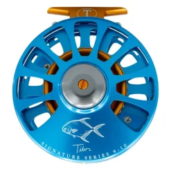 Fishing Line^ Tibor Signature Seris Reel 9-10 Custom Aqua Frame, Orange Hub, Graphite Drag Knob, Orange Reel Foot and Stop Nut, Permit Engraving - Your Premium Fishing Gear Store Rods Lines Baits Accessories