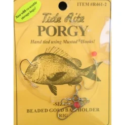 Bait^ Tide Rite Hand Tied Beaded Gold Baitholder Porgy Rigs, Mustad Wide Gap - Your Premium Fishing Gear Store Rods Lines Baits Accessories