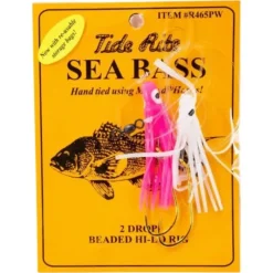 Bait^ Tide Rite Sea Bass 2-Drop Beaded Hi-Lo Rig Baitholder Hooks, Pink/White - Your Premium Fishing Gear Store Rods Lines Baits Accessories