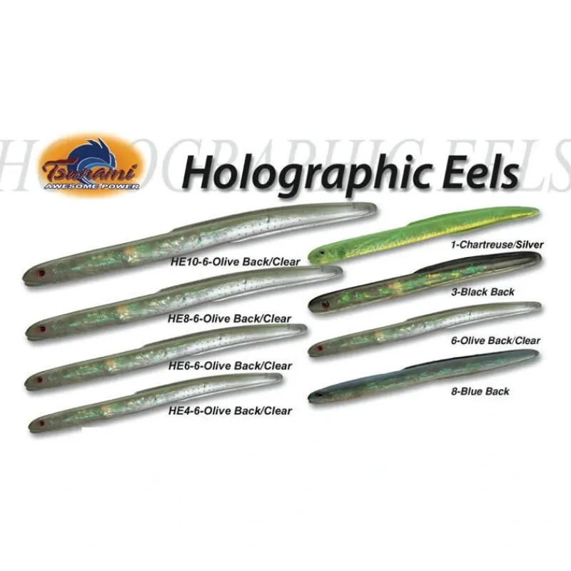 Bait^ Tsunami Holographic Eel Unrigged Lure HE4 HE6 - Your Premium Fishing Gear Store Rods Lines Baits Accessories